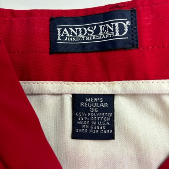 Lands' End Pleated Straight Leg Me's size 36x32 Red Chino Pants - Picture 2 of 3